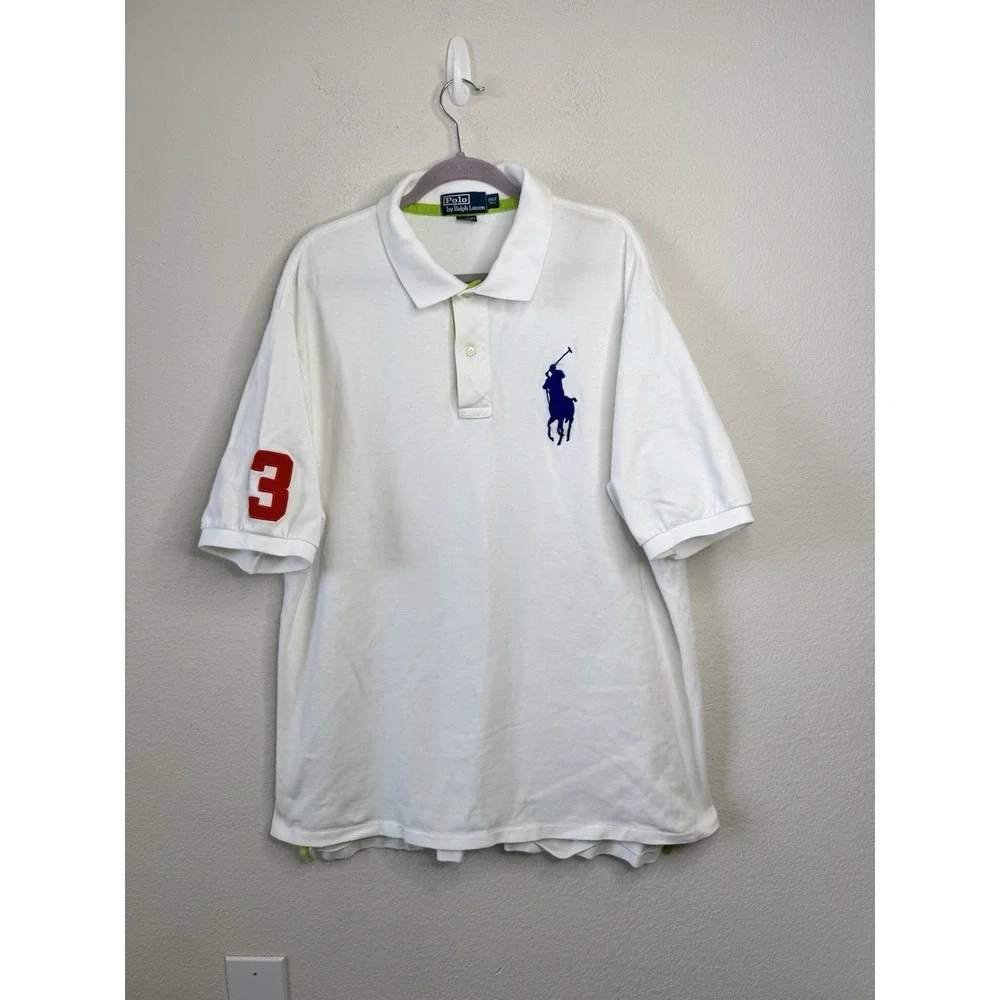 Polo Ralph Lauren Big Pony Polo Shirt Men's 2XLT Tall White Short‎ Sleeve Golf